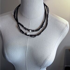 UNO de 50 Black Multi-Strand Pearl Accent Necklace